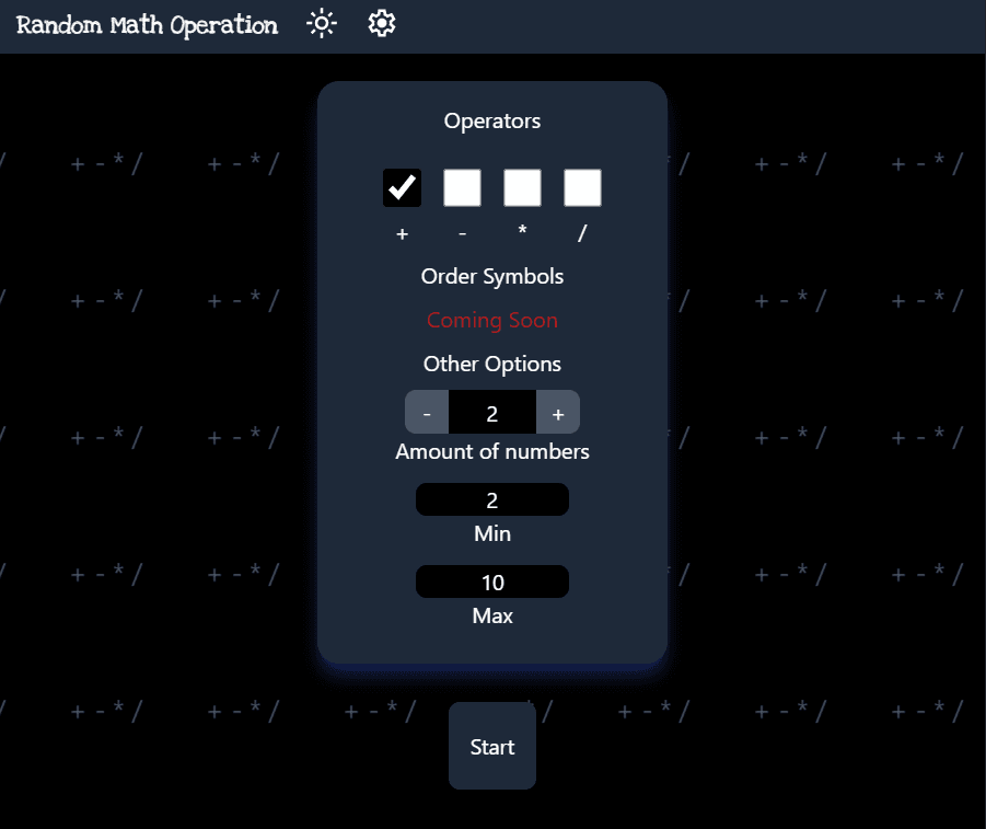 Uma foto de um dos projetos de isabela, o site contém um painel onde é possível alterar configurações do jogo.